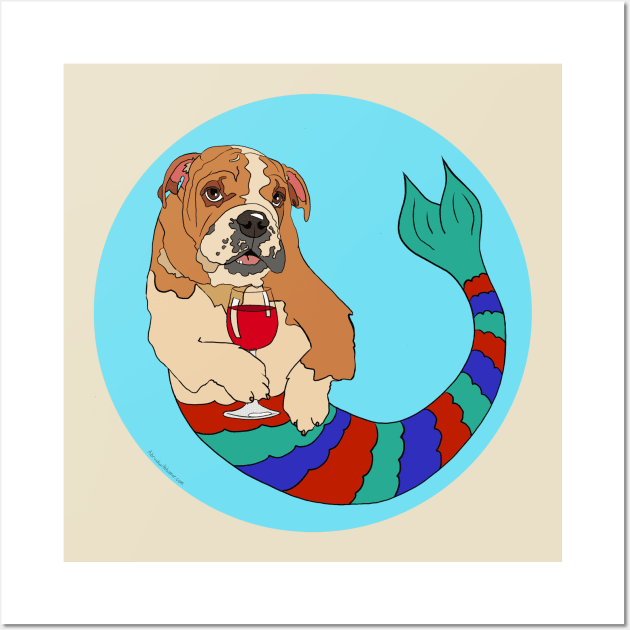 Winston the Bulldog Mermutt Wall Art by abrushwithhumor